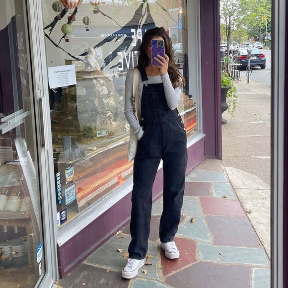 Abercrombie & Fitch Pants - Abercrombie & Fitch 💌 AF Black Denim Boyfriend Overalls Large / L / Lg